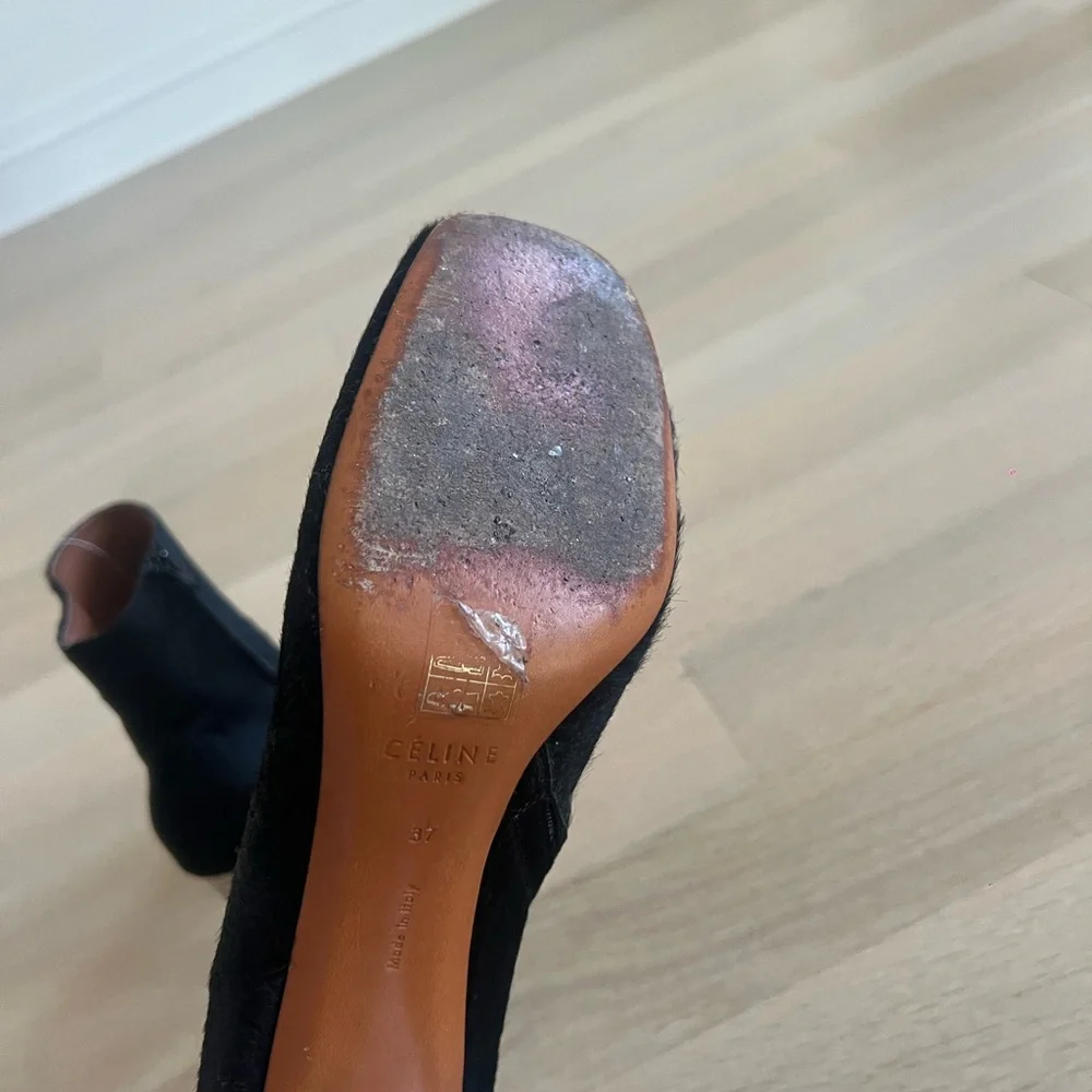 CELINE Cowhide Black Ankle Boot with silver heel 37 - Picture 6 of 9